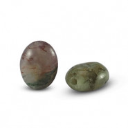 Natural stone bead Chalcedony and Jasper oval 8x6mm Multicolour green